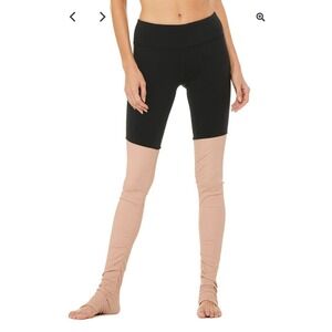 Alo Yoga High Waist Goddess Legging Black Rosewater Ribbed Stirrup Size S